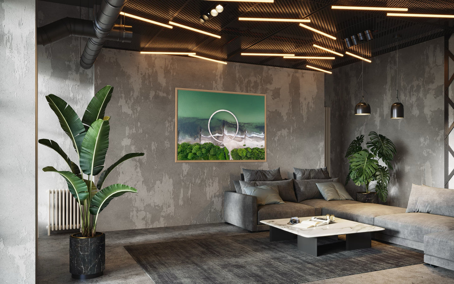 landskabsbillede af Broen ved Marselisborgskoven- Dronebillede af landskab, natur og arkitektur trykt som plakat eller på lærred til hjemmet.