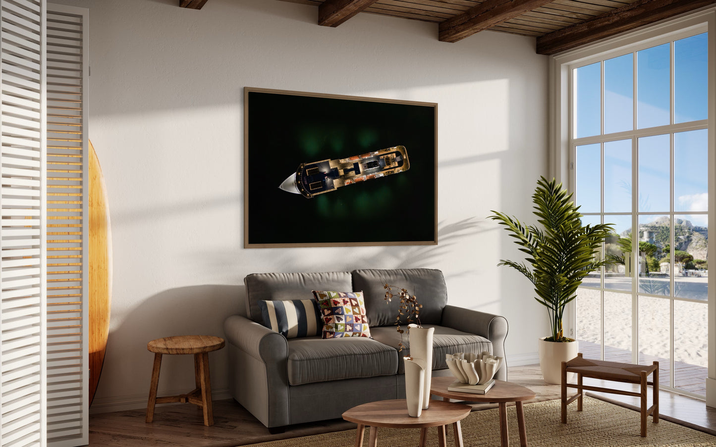 landskabsbillede af kanalen i Trondheim hvor Nidaros katedralen også ses. Dronebillede af landskab, natur og arkitektur trykt som plakat eller på fotolærred til hjemmet.