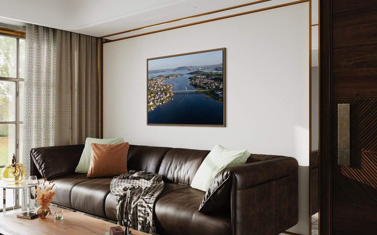 landskabsbillede fra Stavanger i Norge. Dronebillede af landskab, natur og arkitektur trykt som plakat eller på fotolærred til hjemmet.
