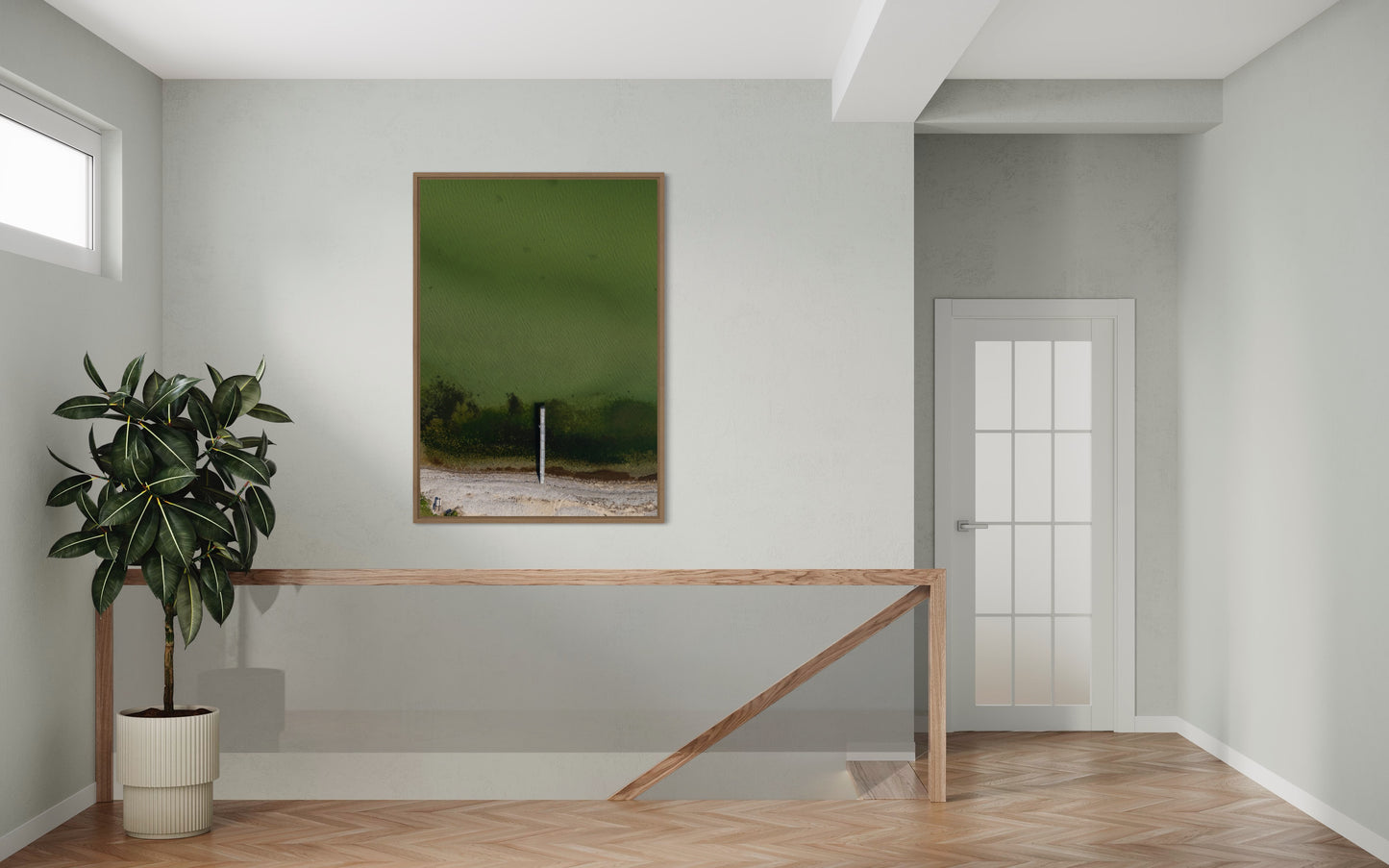 Landskabsbillede af kysten ved Kerteminde. Dronebillede af landskab, natur og arkitektur trykt som plakat eller på lærred til hjemmet.