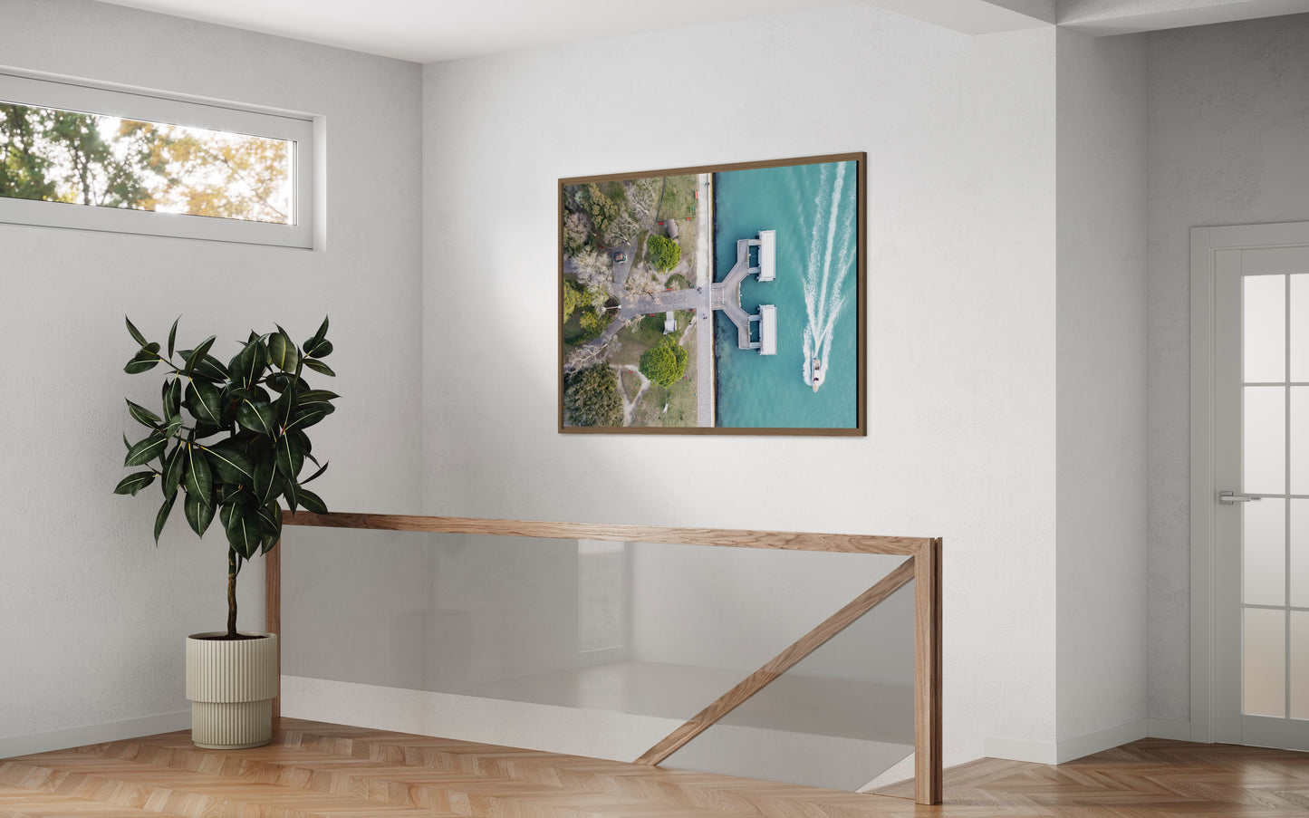 Landskabsbillede taget i Venedig, i Italien. Dronebillede af landskab, natur og arkitektur trykt som plakat eller på fotolærred til hjemmet