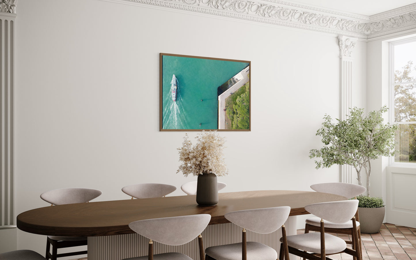 Landskabsbillede taget i Venedig, i Italien. Dronebillede af landskab, natur og arkitektur trykt som plakat eller på fotolærred til hjemmet