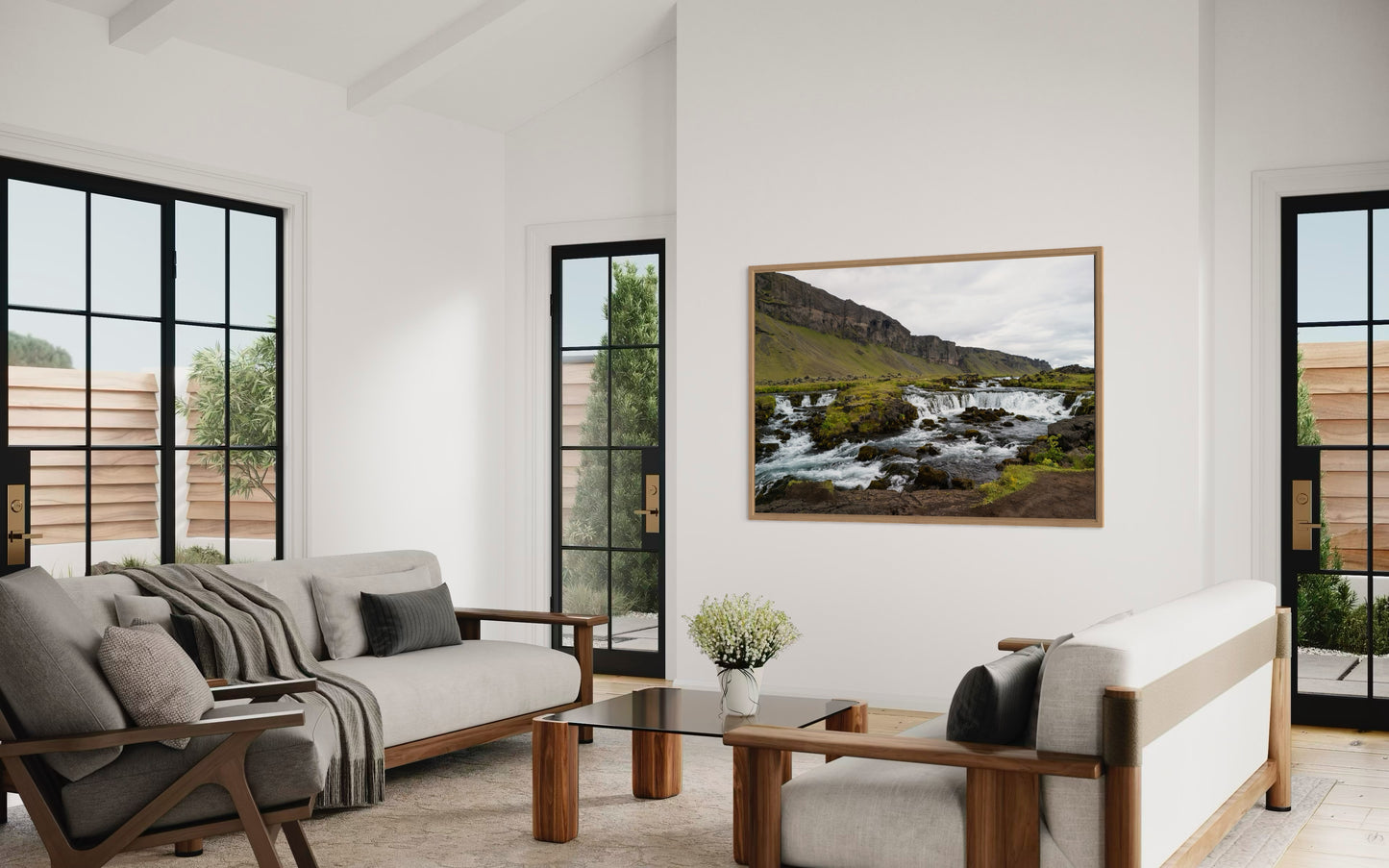 Landskabsbillede fra den Islandske natur . Dronebillede af landskab, natur og arkitektur trykt som plakat eller på lærred til hjemmet.
