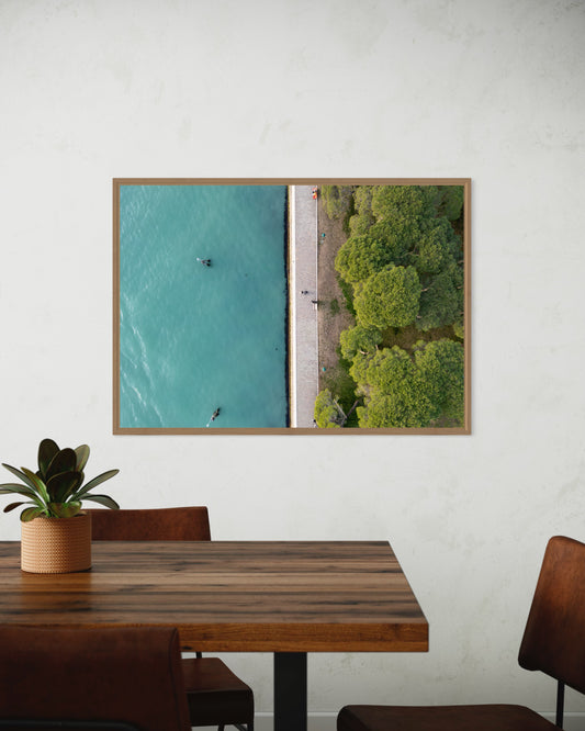 landskabsbillede af Lagunen og parken i Venedig, Italien. Dronebillede af landskab, natur og arkitektur trykt som plakat eller på lærred til hjemmet.