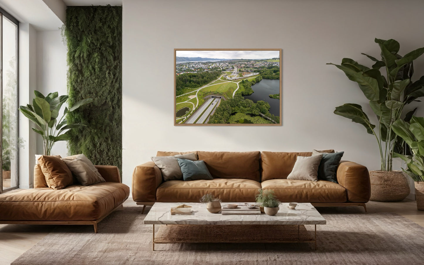 landskabsbillede fra Stavanger i Norge. Dronebillede af landskab, natur og arkitektur trykt som plakat eller på fotolærred til hjemmet. 