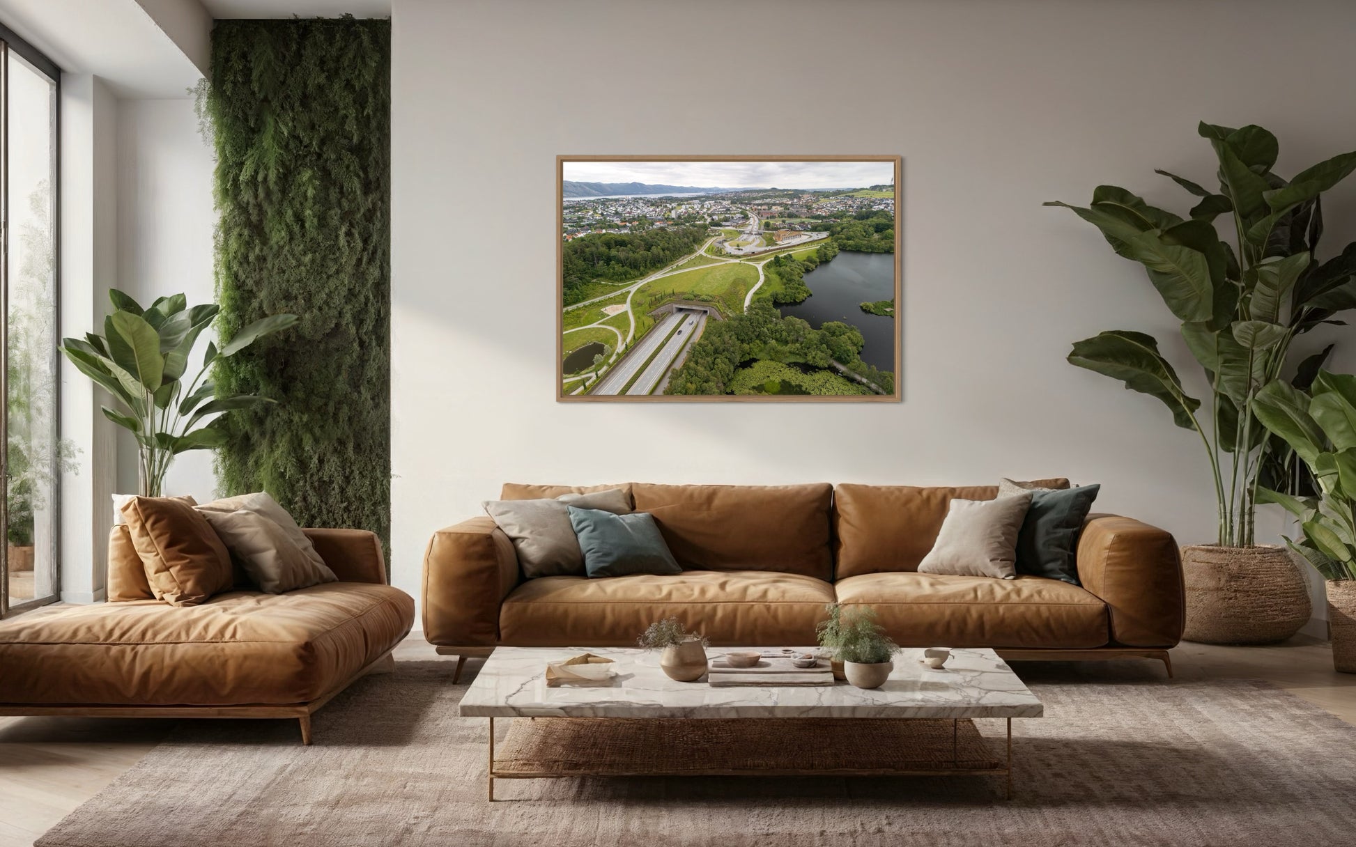 landskabsbillede fra Stavanger i Norge. Dronebillede af landskab, natur og arkitektur trykt som plakat eller på fotolærred til hjemmet. 